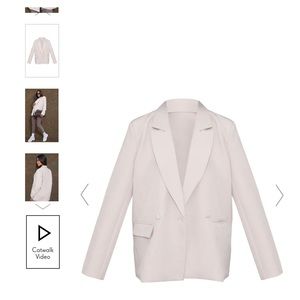 PrettyLittleThing Stone Double Breasted Oversized Boxy Fit Blazer, Size 6